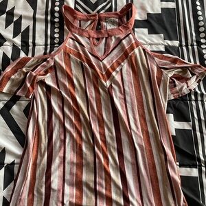 Striped Cold Shoulder Top